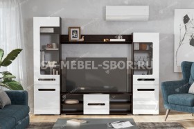 Мебель для гостиной МГС 6 (Исполнение 1/Венге/Белый глянец) в Мазульском - mazulskij.katalogmebeli.com | фото