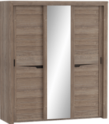 Шкаф трехдверный Соренто с раздвижными дверями Дуб стирлинг/Кофе структурный матовый в Мазульском - mazulskij.katalogmebeli.com | фото